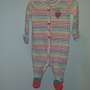 Carter's strawberry rainbow pajama with mitten